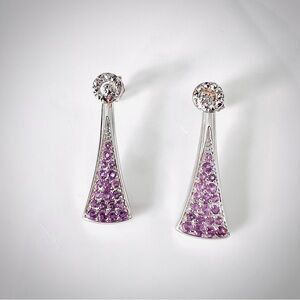 Sophisticated Genuine Purple Amethyst Gradient Drop Earrings Sterling Silver